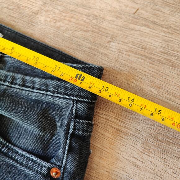 Re/Done Originals 70s Straight Jeans Womens 25‎ Washed Noir Knee Rip Black - Picture 13 of 16